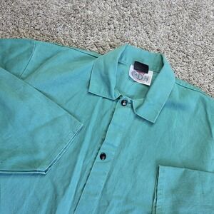 TILLMAN Shirt Men 2XL Green Twill Flame Resistant Button Up Workwear Outdoor VTG